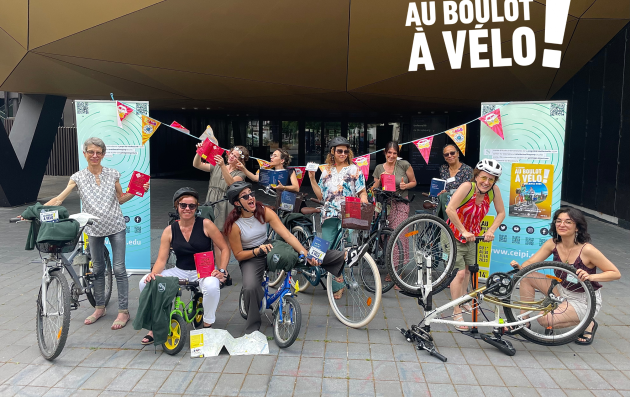 Oamenii s-au adunat pentru proiectul „AU BOULOT À VÉLO!” care se traduce din franceză în „A lucra cu bicicleta!”