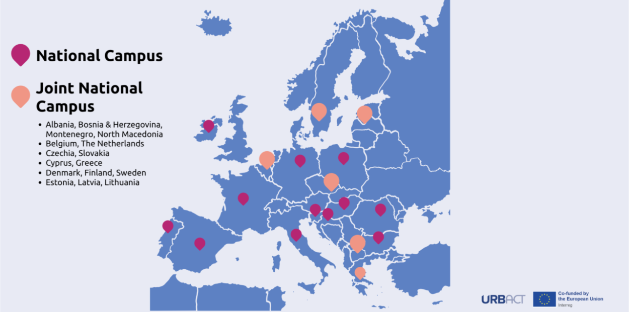 URBACT National Campus map. Credits: URBACT.